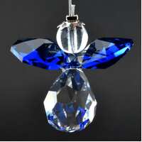 Crystal Angel Suncatcher with Dark Blue Wings