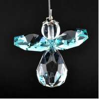 Crystal Angel Suncatcher with Teal Wings