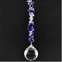 Crystal Sphere Suncatcher with Amethyst Chips