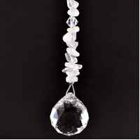 Crystal Sphere Suncatcher with Rose Quartz Chips